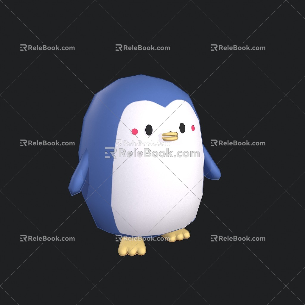 Q version cute penguin low model animals 3d model