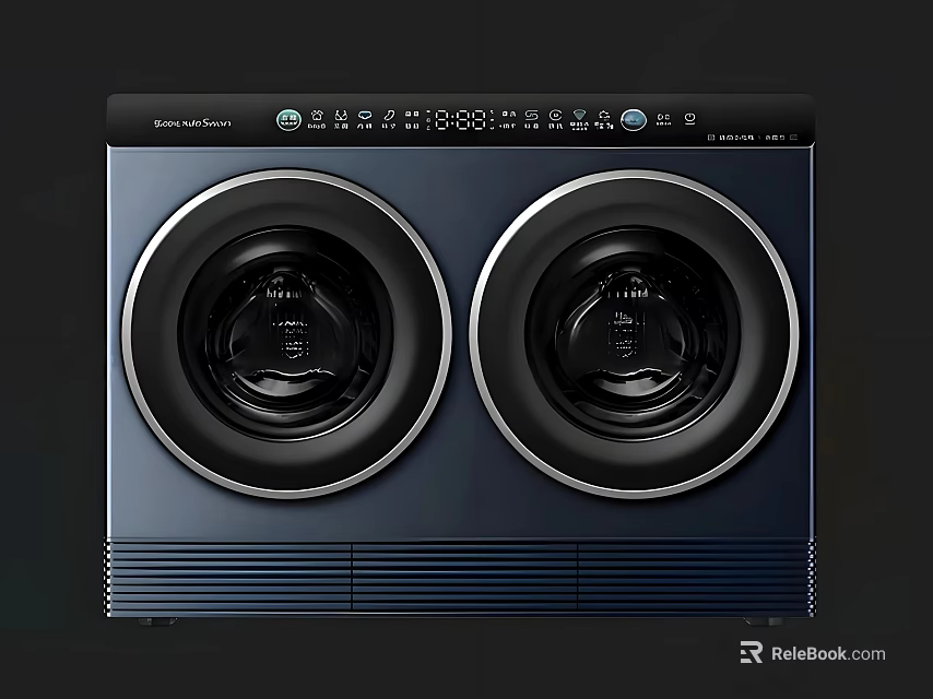 Modern Double Drum Washing Machine With Digital Control Panel And Dark Blue Design 3d model 