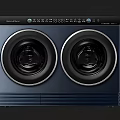 Modern Double Drum Washing Machine With Digital Control Panel And Dark Blue Design
