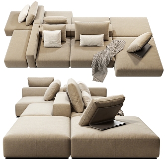 Poliform Westside modern combination multi-person sofa pillow module sofa tofu block sofa double-sided sofa 3d model