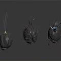 Three Stylish Gray Feather Decorative Hair Accessories With Tassels And Pendants