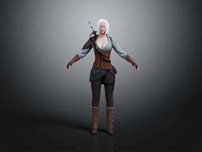 Modern game character knight heroine ancient warrior female paladin 3d model