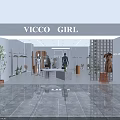 VICCO GIRL Clothing Store White Interior With Mannequins Clothing Racks And Plants