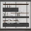 Modern Bookcase With Multiple Wooden Shelves Black Cabinets Books And Decorative Items