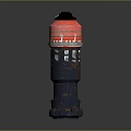 Red Blue Cylindrical Hand Grenade With Black Handle Safety Pin And Detailed Design