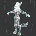 Anthropomorphic Wolf Like Creature Character With Red Clothing And Blue Decorative Patterns