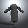 Gray Hooded Long Coat With Hexagonal Textured Design In 3D 3d model