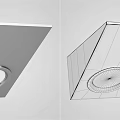 Modern Square Gray Ceiling Light With Circular Lamp And Silver Frame Design 3d model