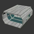 Futuristic Metal Scene Component with Geometric Panels and Transparent Sections