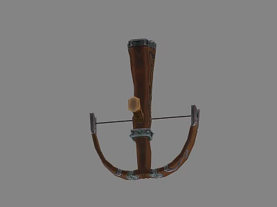 Classic Archery Bow Weapon with Wooden Body Metal Decor and Leather Grip Design 3d model