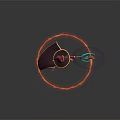 Wizard In Red Outfit With Cloak Holding Colorful Magic Wheel On Orange Ring