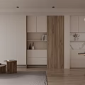 Modern Living and Dining Room Interior With Wooden Flooring And Minimalist Furniture