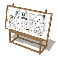 Display Shelf Architectural Drawing with Design Layout on Wooden Stand