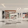 Mall Shop Interior With Modern Design Spacious Corridors Storefronts Lighting And Decorative Plants