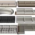 Various Sectional Sofas With Modular Designs Neutral Tones And Comfortable Upholstery 3d model