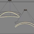 Modern Minimalist Chandelier Design With Arched LED Light Strips And Metal Frame