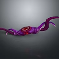 Fantasy Purple Mythical Creature With Multiple Tentacles And Central Red Mouth