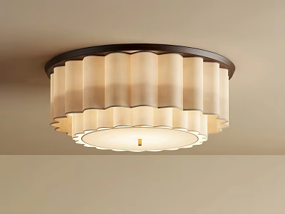 Elegant Modern Ceiling Light With Layered Fabric Shade And Warm Glow 3d model