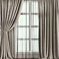 Beige Linen Curtains With Elegant Drapery For Home Window Decoration