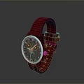 Stylish Red Leather Strap Watch With Analog Dial And Classic Design