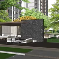 Square Landscape Design With Children's Play Area Trees Seats And Circular Paved Patterns