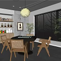 Modern Hotel Mahjong Room Interior Design With Mahjong Table Wooden Chairs And Green Plants