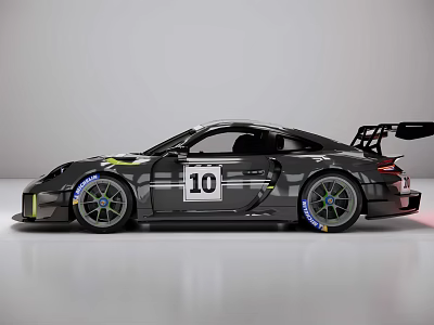 Black Track Style Race Car With Number 10 And Rear Wing Design 3d model
