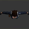 Man In Blue Work Uniform With Utility Belt And Gloves 3D Model Standing Pose