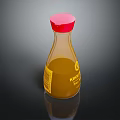 Kikkoman Soy Sauce Bottle With Red Cap And Yellow Liquid In Transparent Container