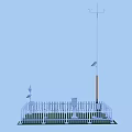 Weather Monitoring Station With White Picket Fence Tall Pole And Weather Vane