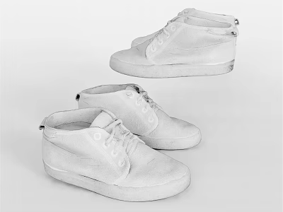 White High Top Canvas Shoes With Lace Up Design Casual Style For Daily Use 3d model