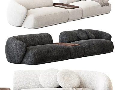 Multisectional Sofas In Neutral Shades With Trays Cushions And Throws 3d model