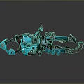 Futuristic Mechanical Weapon Design With Turquoise Accents And Brown Claw Structure