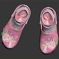 Pink Platform Shoes with Cartoon Patterns Ankle High Sock Style Colorful Dots Accents