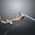Detailed Military Tactical Helicopter With Brown Camouflage Rotors And Open Door Structure