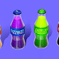Colorful Bottled Beverages With Vibrant Orange Purple Green And Brown Labels