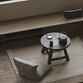 Cozy Modern Living Dining Interior With Practical Wooden Storage Shelves And Rustic Ceramic Art Decor