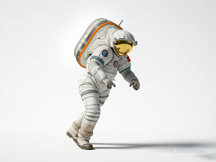 Astronaut Decorative Ornament Set White Spacesuit Orange Backpack Gold Helmet Emblems For Home 3d model 