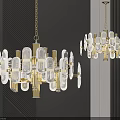 Elegant Modern Crystal Chandelier With Gold Frame And Contemporary Hanging Lighting Design