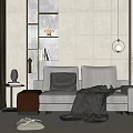 modern double sofa fabric double sofa 3d model