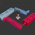 Computer Accessories With Red Coiled Cable White Plastic Blocks And Black Spherical Component 3d model