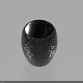 Black Ceramic Vessel With Hammered Texture In Modern Design On Light Blue Background 3d model