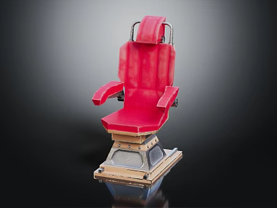 Stylish Red Chair With Unique Design Ergonomic Backrest Sturdy Metal Base And Comfortable Armrests 3d model