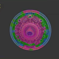 Ornate Circular Shield Weapon Featuring Golden Border And Peacock Feather Design