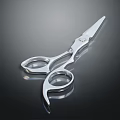 Professional Stainless Steel Scissors with Precision Blade Ergonomic Handle on Dark Reflective Surface