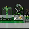 Sprite Hip Hop RAP Stage Design With Green Bottles And Elements 3d model