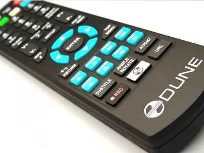 DUNE TV Remote Control With Blue Function Buttons HDMI Input Menu And Subtitle Audio 3d model