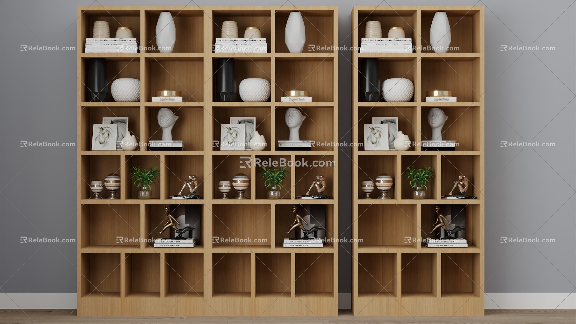 bookcase high cabinet cabinet 3d model