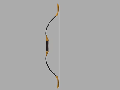 Traditional Golden And Black Curved Bow Weapon Design For Archery 3d model