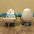 Adorable Bird Shaped Children's Chair with Blue Armrests White Seat and Cute Face